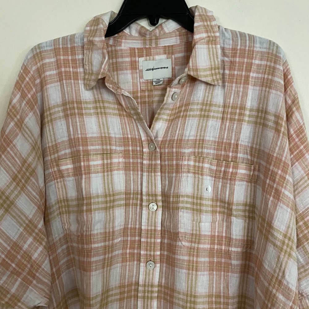 NEW American Eagle Linen Oversized Shirt L - Picture 7 of 14